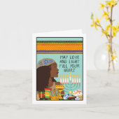 Carte Joyeux Kwanzukkah Menorah Symboles et cadeaux (Fleur jaune)