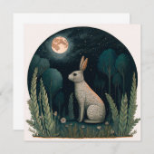 Carte Joyeux lapin au clair de lune (Devant / Derrière)
