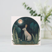 Carte Joyeux lapin au clair de lune (Debout devant)