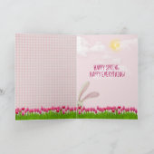 Carte Joyeux Lapin De Pâques Sur En vichy (Intérieur)