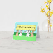 Carte Joyeux lapins de Pâques mignons (Fleur jaune)