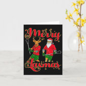 Carte Joyeux Laxmas Lacrosse de Noël Reindeer Sa (Fleur jaune)