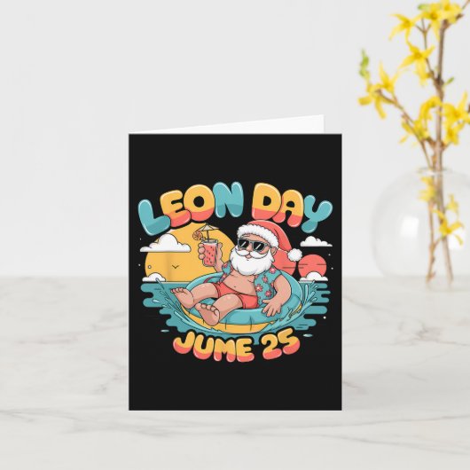 Carte Joyeux Leon Day Noël Été 6 Mois Avant Chris (Fleur jaune)