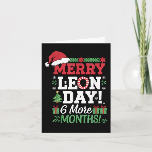 Carte Joyeux Leon Jour Noel à l'envers drôle Coun de Noë (Devant)