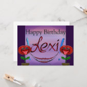 Carte Joyeux Lexi anniversaire ! Fleurs (Devant/Arrière en situation)
