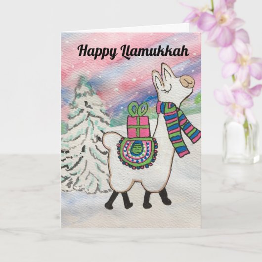 Carte Joyeux Llamukkah Hanoukka Holiday (Orchidée)