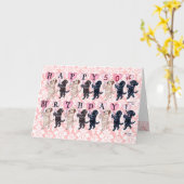 Carte Joyeux Marching Labradors Anniversaire (Fleur jaune)