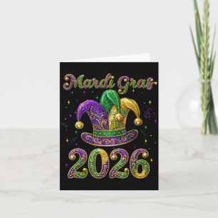 Carte Joyeux Mardi Gras 2026 Chapeau de Bouffon Nouvelle