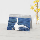 Carte Joyeux Mari de Noël Swan (Fleur jaune)