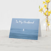 Carte Joyeux Mari du 10e anniversaire - Voilier (Fleur jaune)