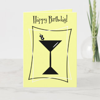 Carte Joyeux Martini Anniversaire En Jaune