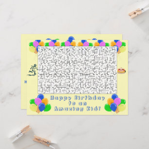 Carte Joyeux Maze d'anniversaire et ballons Crème Extrao