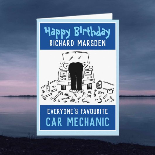 Carte Joyeux Mécanique de voiture d'anniversaire