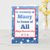 Carte Joyeux Memorial Day Red White Blue Stars (Fleur jaune)