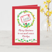 Carte Joyeux message de Noël Nom personnalisé du transpo (Fleur jaune)