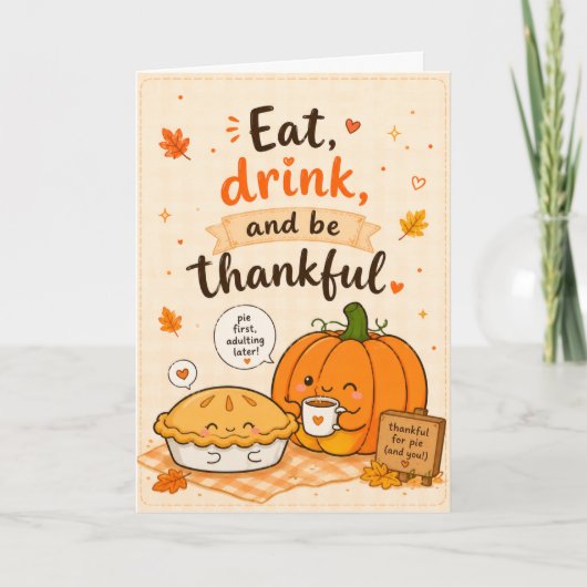 Carte Joyeux message de Thanksgiving festif (Devant)