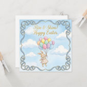 Carte Joyeux message fantaisiste de Pâques (Devant/Arrière en situation)