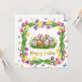 Carte Joyeux message fantaisiste de Pâques (Devant/Arrière en situation)