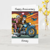 Carte Joyeux miel d'anniversaire | Couple aventurier (Fleur jaune)