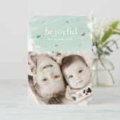 Carte Joyeux Mint Watercolor Holiday Photo 5x7 (Debout devant)