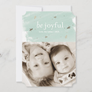 Carte Joyeux Mint Watercolor Holiday Photo 5x7