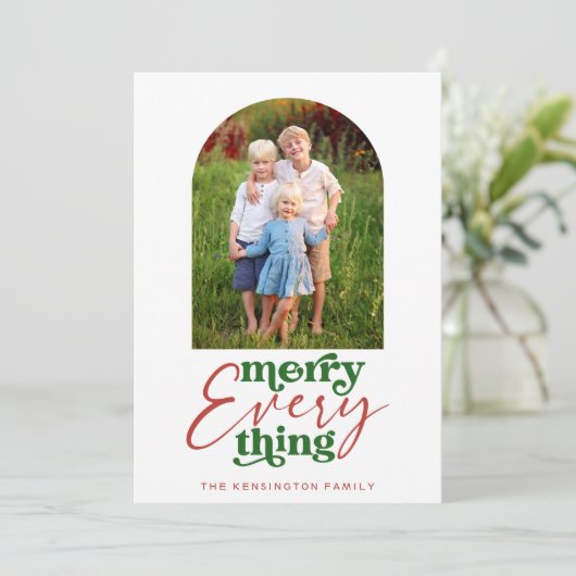 Carte Joyeux Moderne Tout Retro Red Holiday Photo (Debout devant)