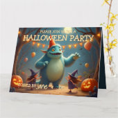 Carte Joyeux Monster Halloween Party pour enfants (Fleur jaune)
