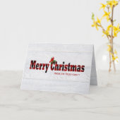 Carte Joyeux morceau de Noël plaid avec cardinal (Fleur jaune)