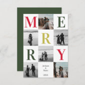 Carte Joyeux Multi photo Design de Noël foncé Vert (Devant / Derrière)