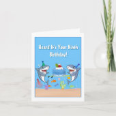 Carte Joyeux Ninth Birthday Sharks with Cake card (Devant)