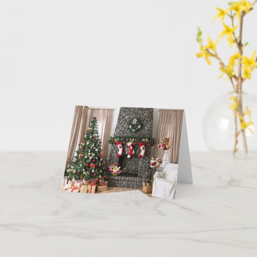 Carte Joyeux Noël. (Fleur jaune)