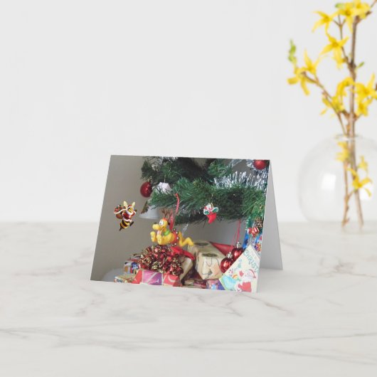 Carte Joyeux Noël. (Fleur jaune)