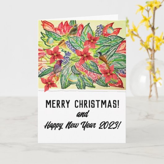 Carte Joyeux Noël ! (Fleur jaune)