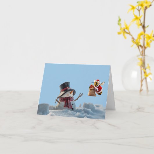 Carte Joyeux Noël. (Fleur jaune)