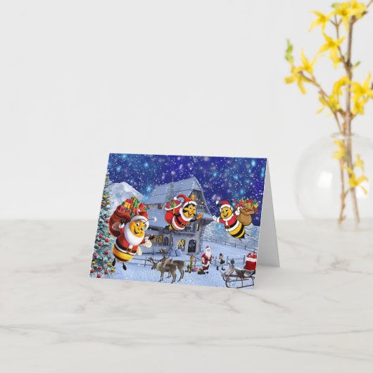 Carte Joyeux Noël. (Fleur jaune)