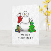 Carte Joyeux Noël 2 Arbre Stocker Snowman (Fleur jaune)