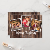 Carte Joyeux Noël 3 Photo Bois rustique (Devant/Arrière en situation)