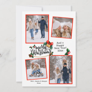 Carte Joyeux Noël 4 Photo Holiday Card
