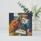 Carte Joyeux Noël à la crèche (Debout devant)