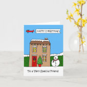 Carte Joyeux Noël à l'Ami Festive House (Fleur jaune)