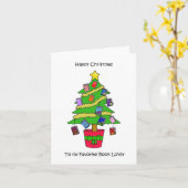 Carte Joyeux Noël à l'amour du livre (Fleur jaune)