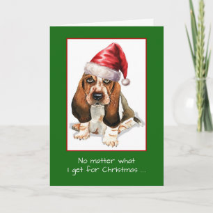 Carte Joyeux Noël à l'amour un avec Basset Hound Dog