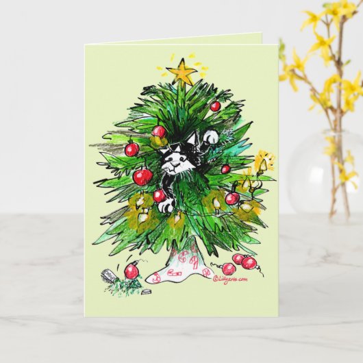 Carte Joyeux Noël à l'herbe à chat ! (Fleur jaune)