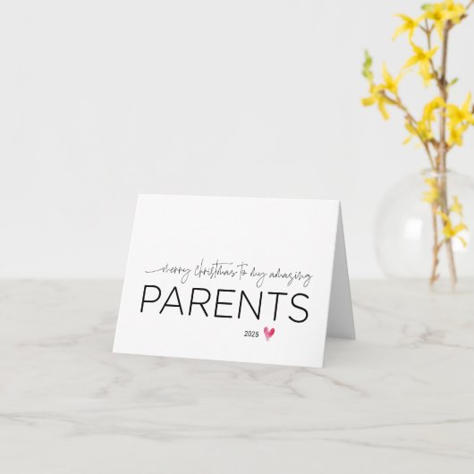 Carte Joyeux Noël à mes parents mignonne Maman & Papa No (Fleur jaune)