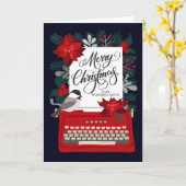 Carte Joyeux Noël à mon pasteur avec une machine à écrir (Fleur jaune)