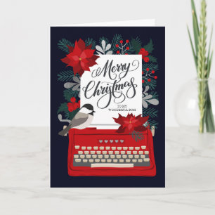 Carte Joyeux Noël à mon patron avec une machine à écrire