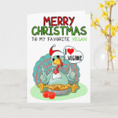 Carte Joyeux Noël à mon Vegan favori (Fleur jaune)