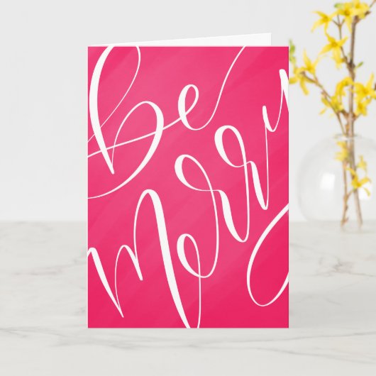 Carte Joyeux Noël à Script moderne - Soyez Joyeux (Fleur jaune)