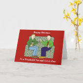 Carte Joyeux Noël à son fils et à son beau-fils (Fleur jaune)