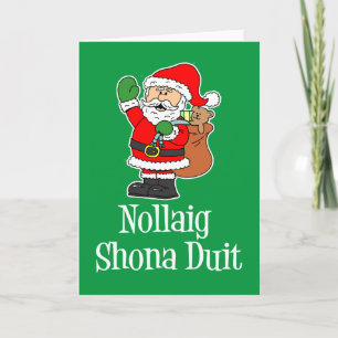 Carte Joyeux Noël à toi Irish Christmas Santa